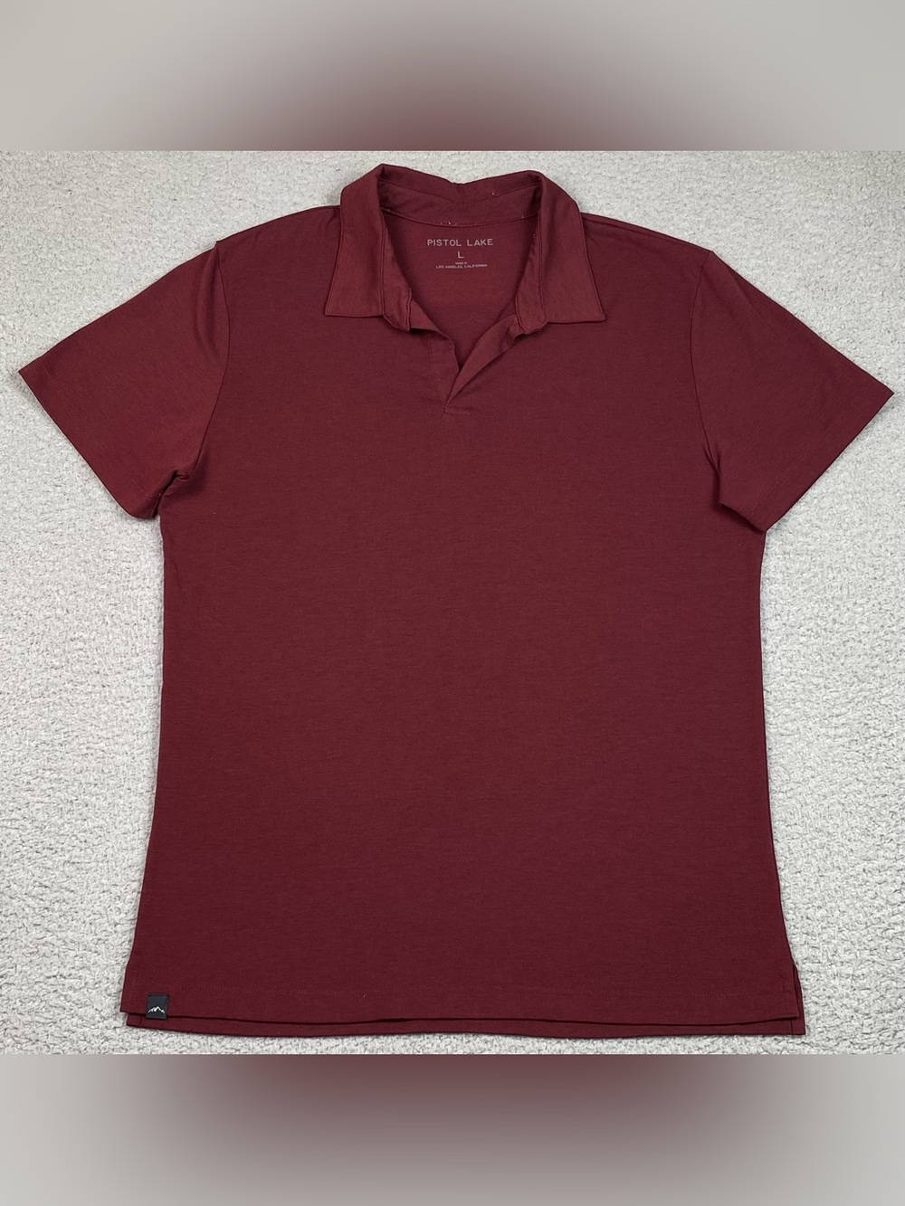 Pistol Lake Open Collar Shirt Men's Size L Red Short Sleeve Polo Stretch Large